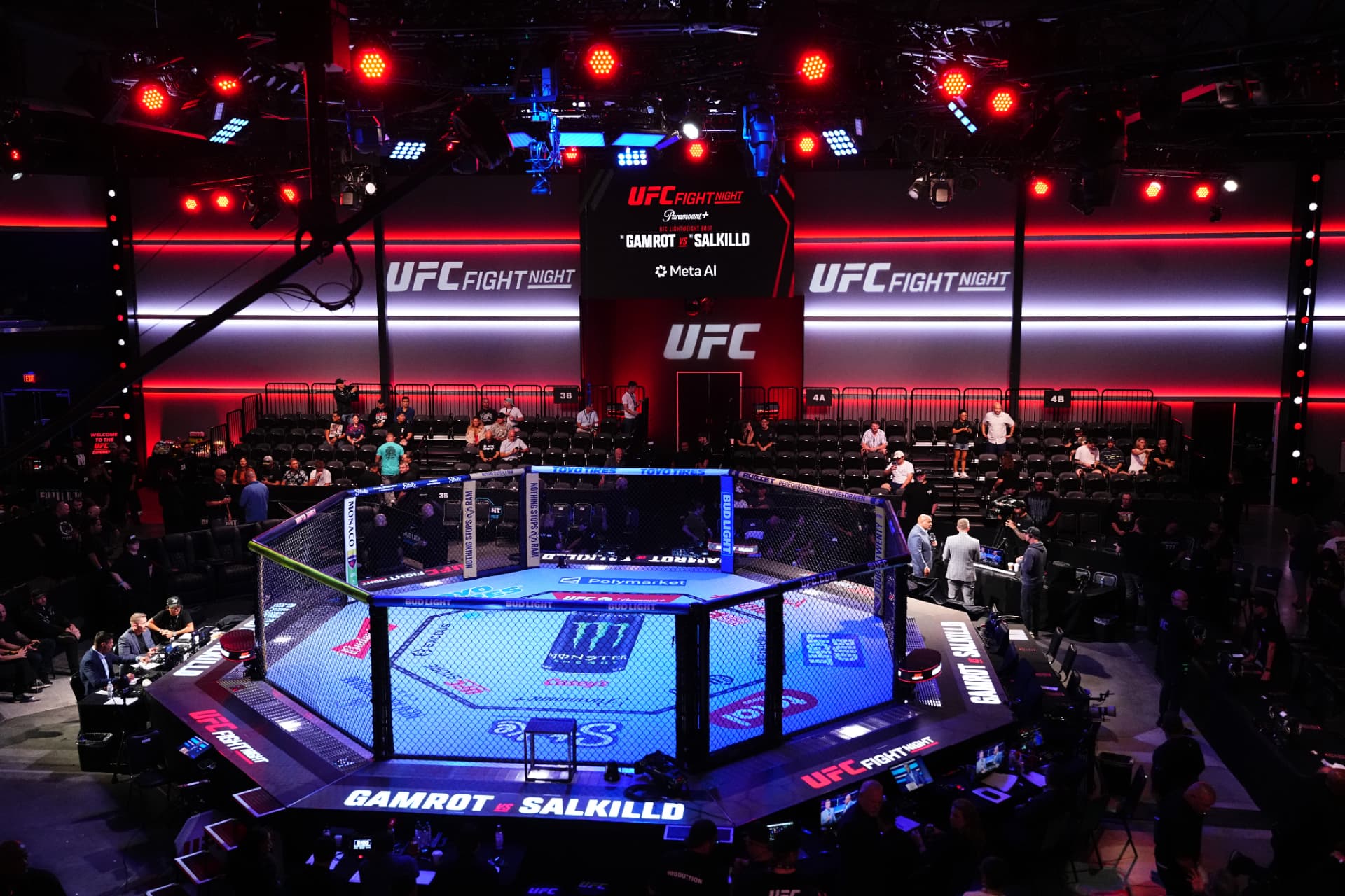 UFC Octagon inside an arena before a Fight Night event